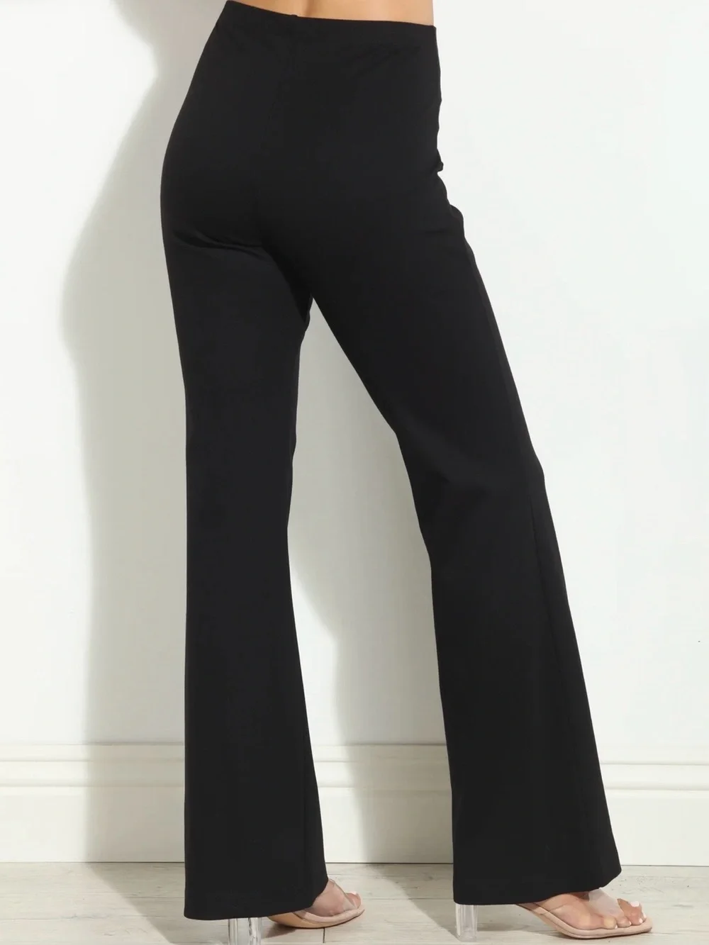 Veronica M Black High-Rise Ponti Flared Trousers - Size: Extra Small